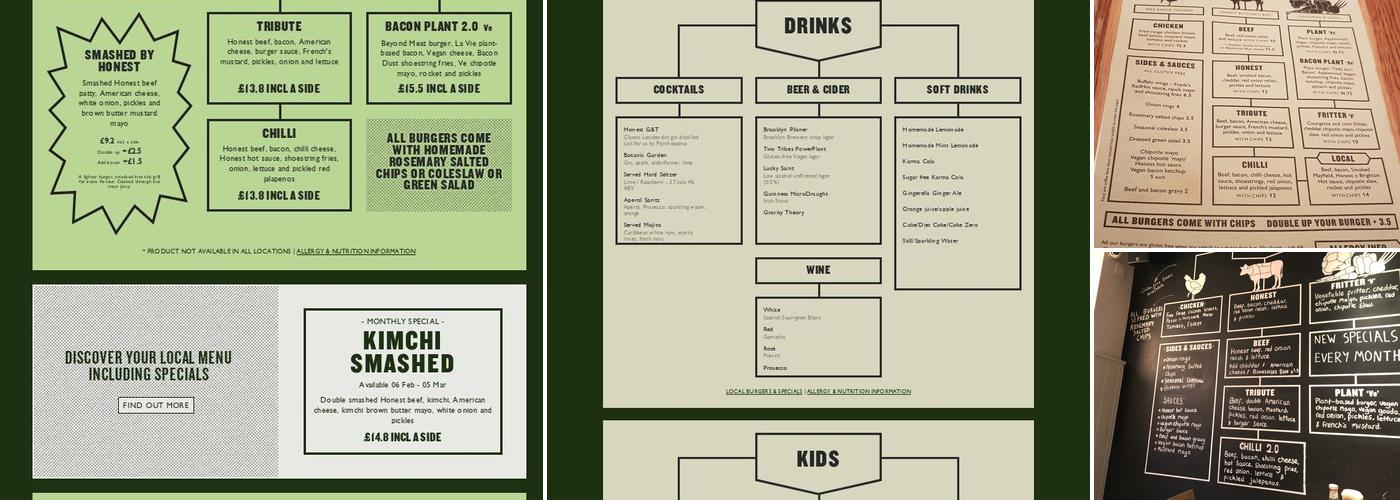 Honest Burgers Brighton Menu