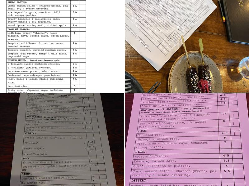 Bonsai Plant Kitchen Menu