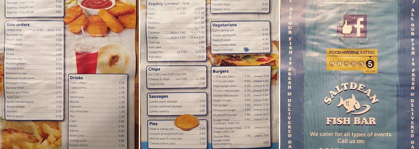 Saltdean Fish Bar Menu