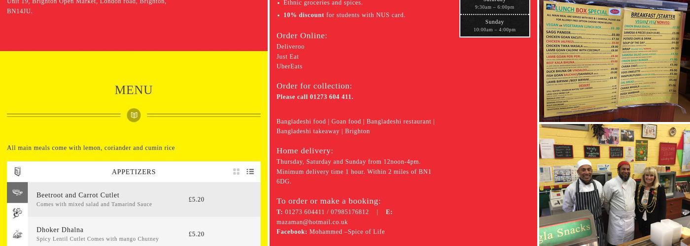 Mohammed - Spice Of Life Menu