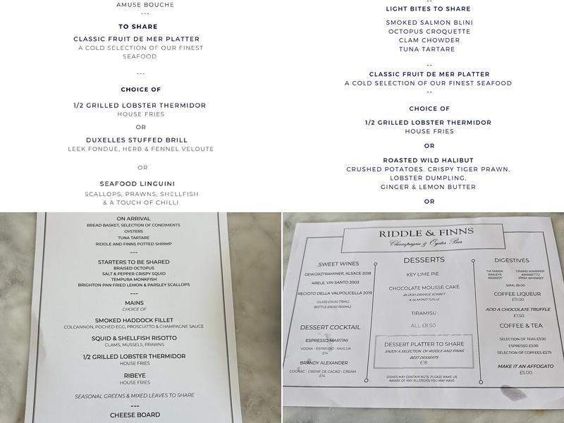 Riddle & Finns The Beach Menu