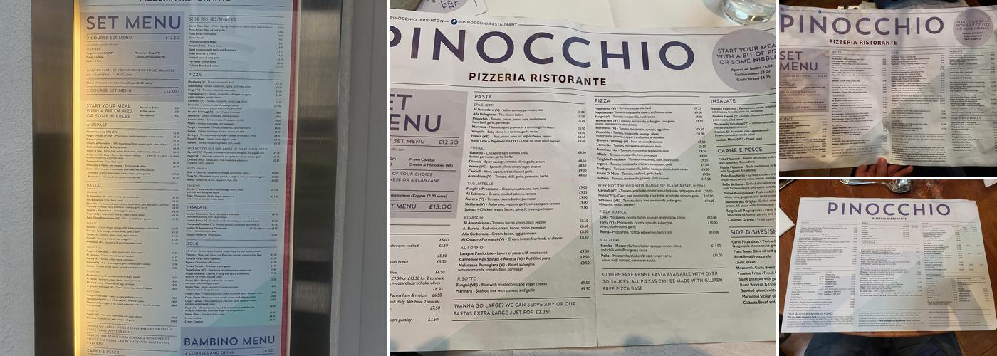 Pinocchio Menu