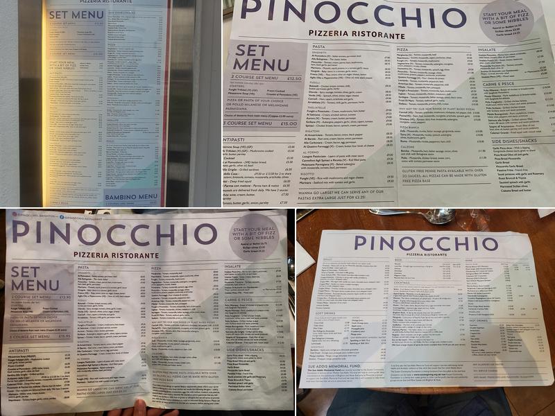 Pinocchio Menu