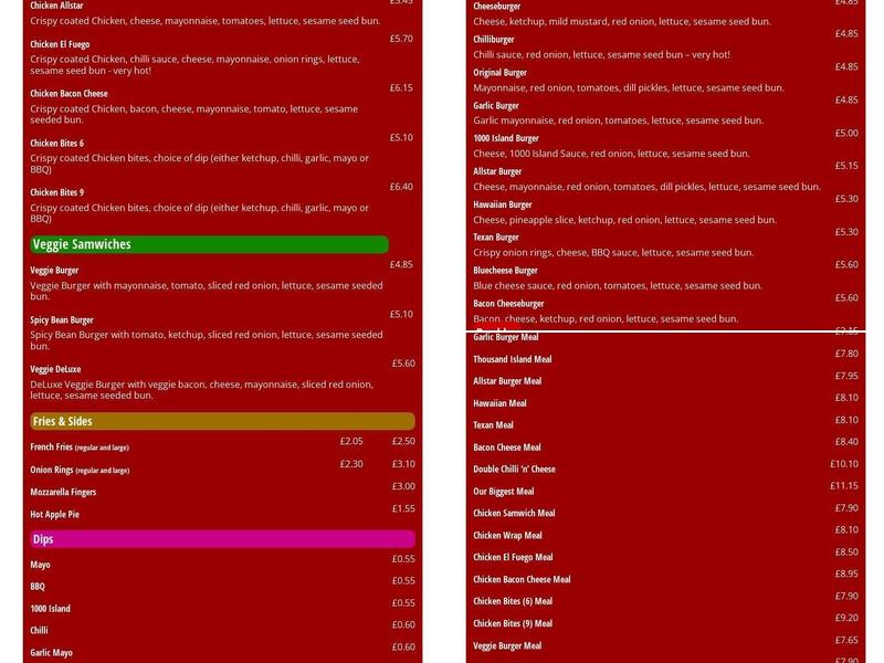 Uncle Sams Montpelier Road Brighton Menu