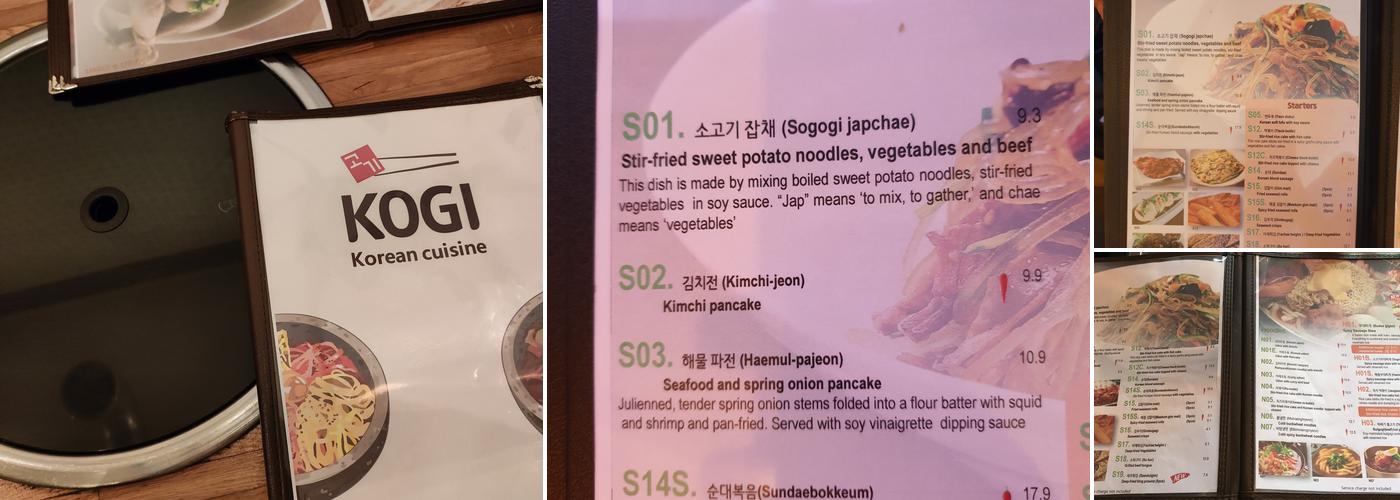 KOGI Korean cuisine Menu
