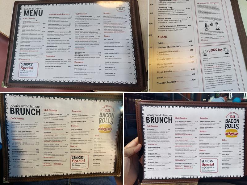 The Breakfast Club Menu