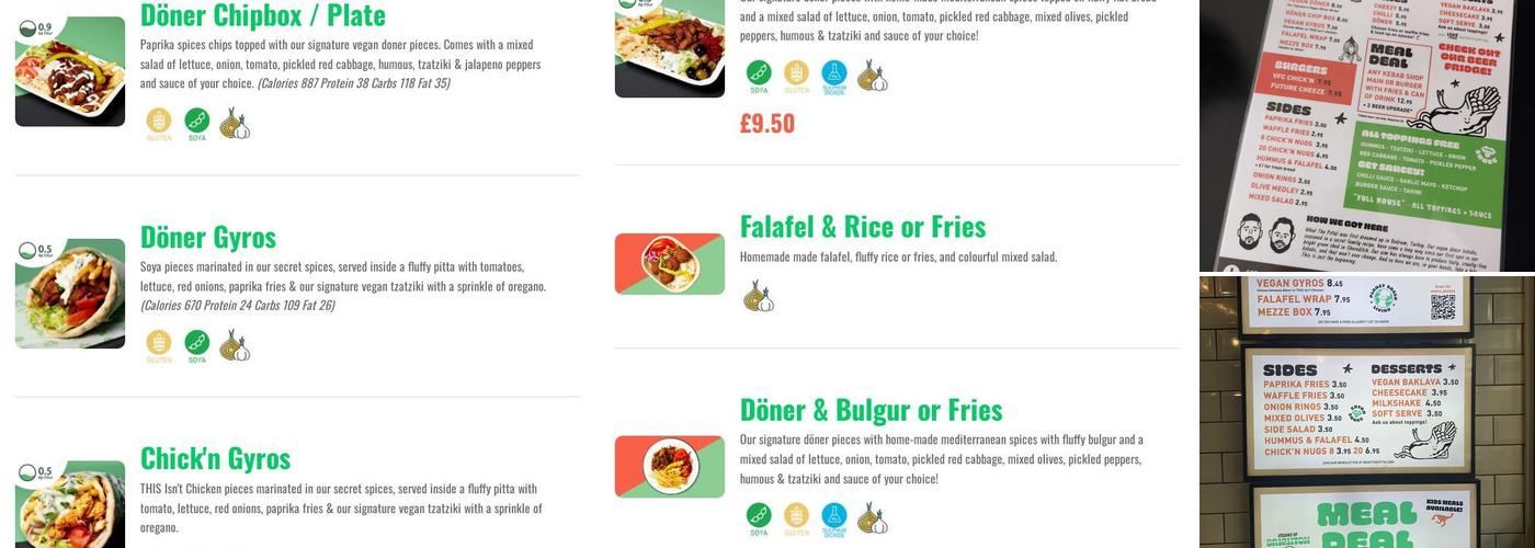 What The Pitta - Vegan Kebabs Brighton Menu