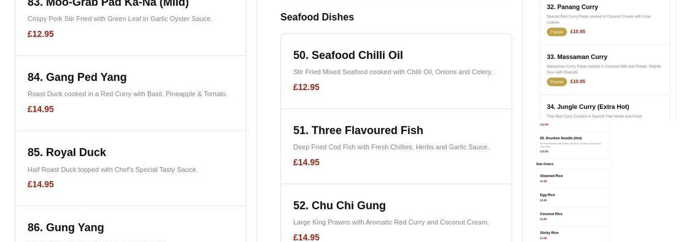 Papaya - Thai Cafe & Noodle Bar Menu