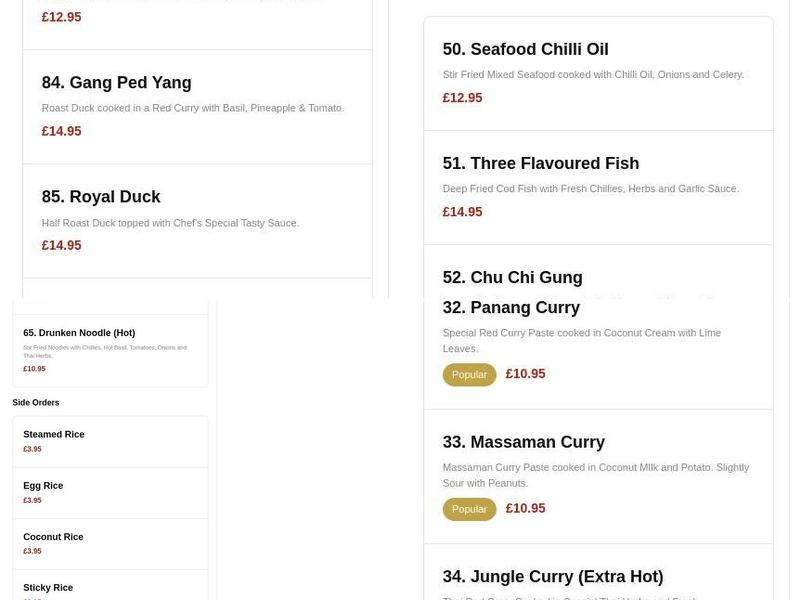 Papaya - Thai Cafe & Noodle Bar Menu