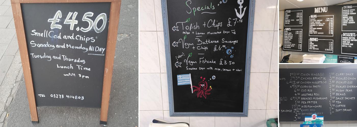 Athena B Fish and Chips Menu
