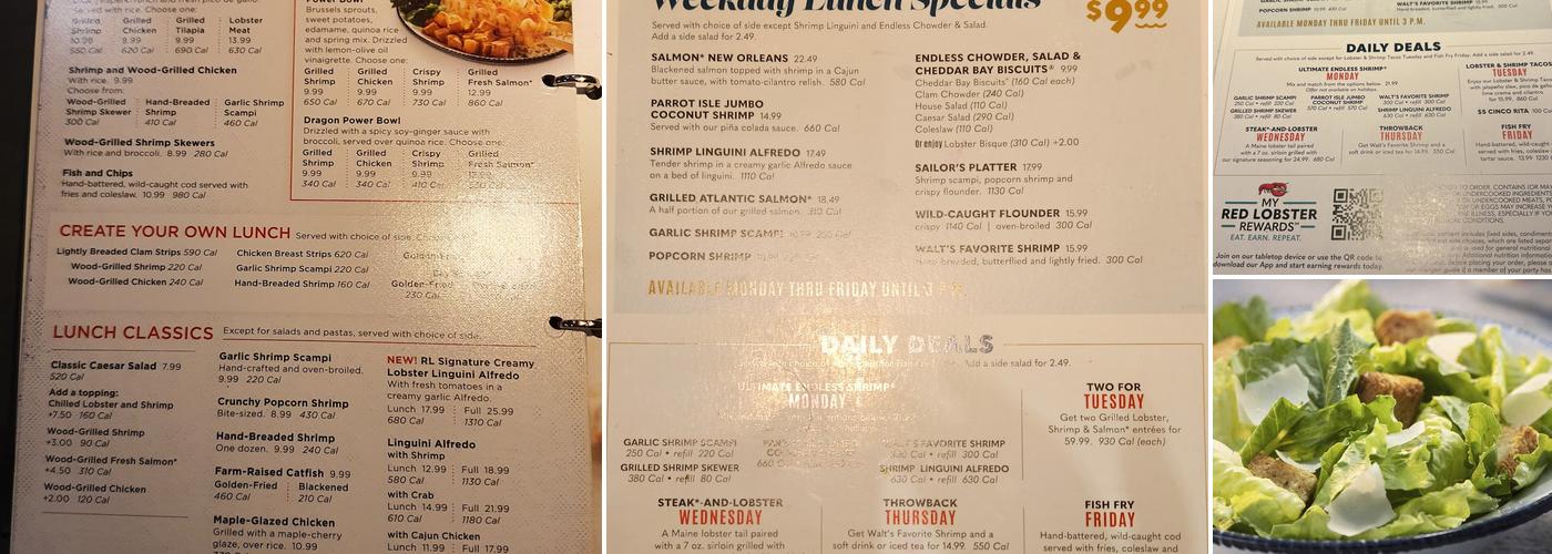 Red Lobster Menu