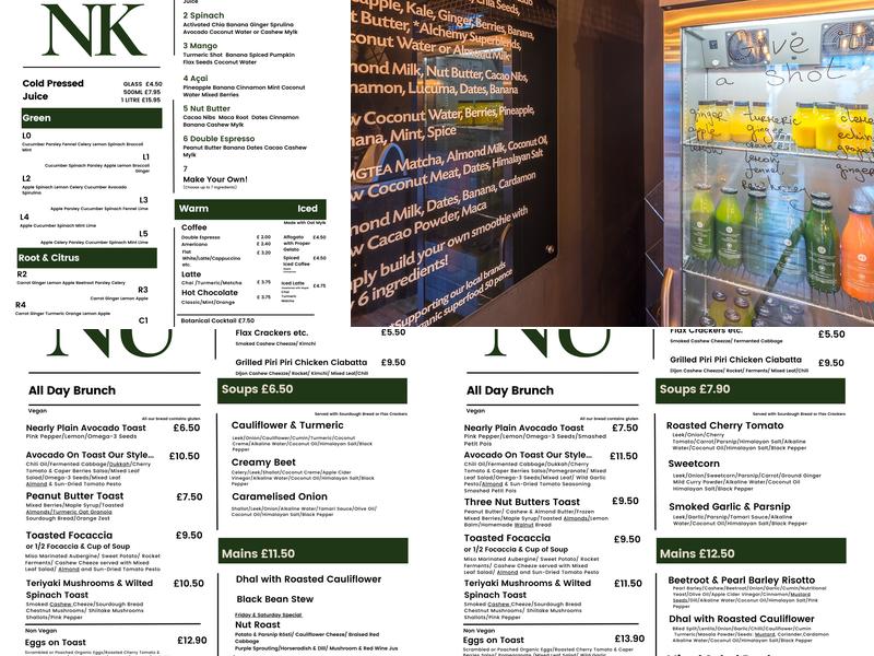 Youjuice Garage Cafe Menu