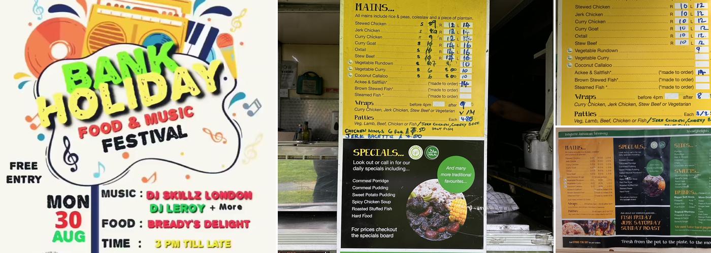 Bready's Delights Jamaican Food Van Menu