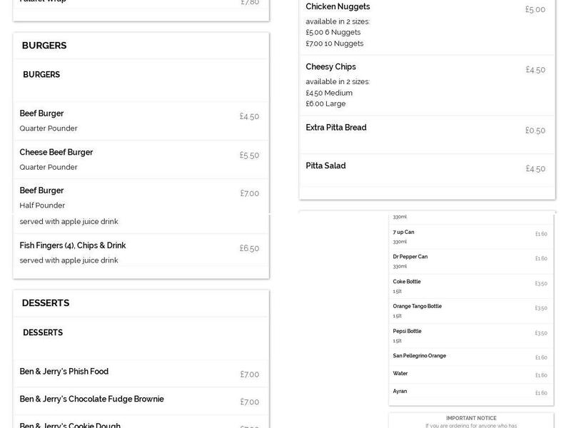 PATCHAM CHARCOAL GRILL Menu