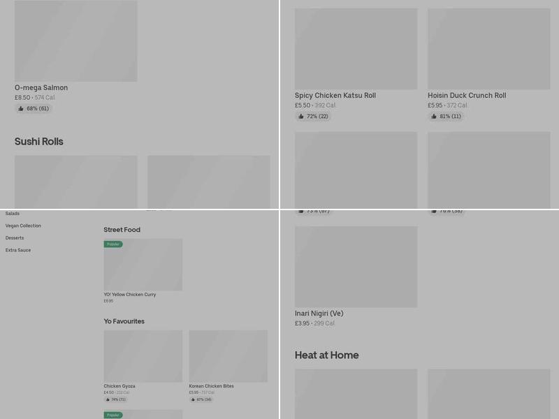 YO! Salisbury Extra Tesco Kiosk Menu