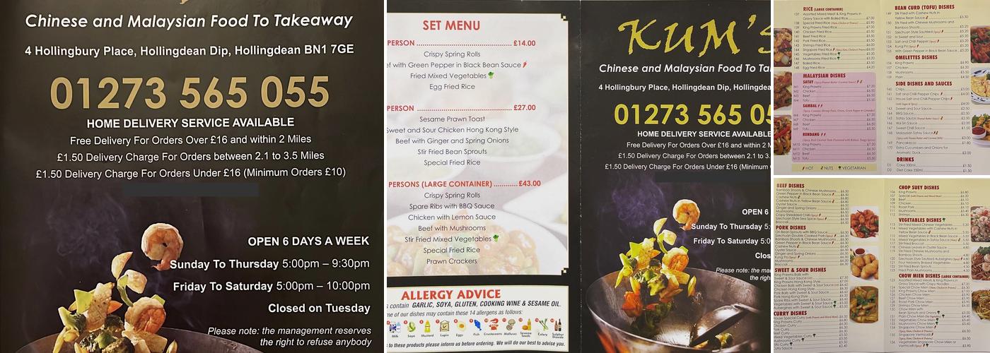 Kums Chinese Take Away Menu