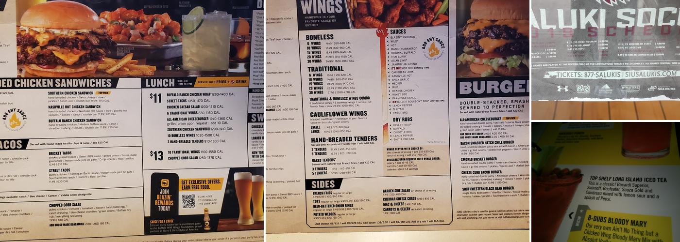 Buffalo Wild Wings Menu