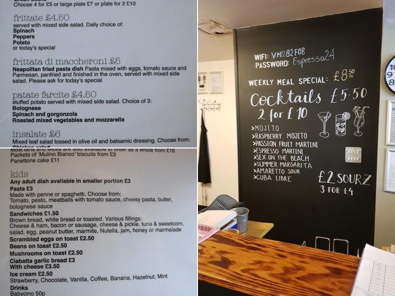 Caffe Bar Italia Menu