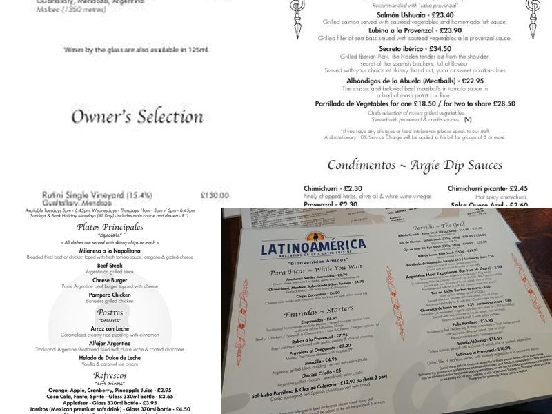 Latinoamerica Argentine Restaurant Menu
