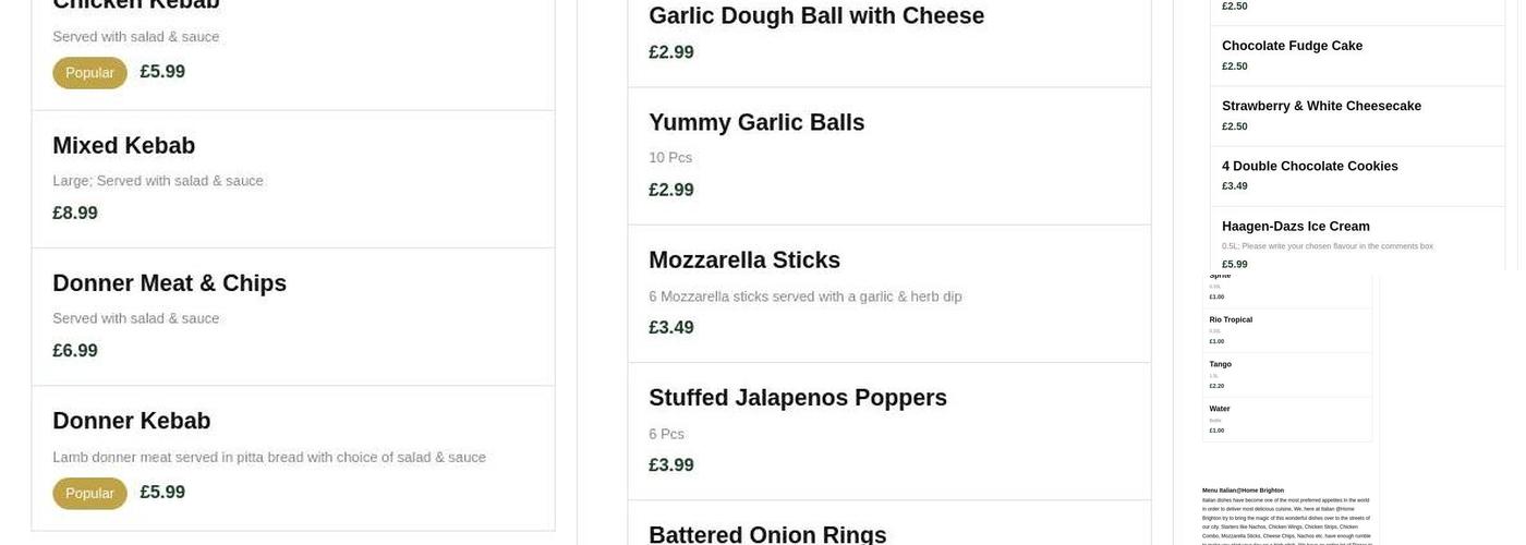 ItalianHome The pizza Mill Menu