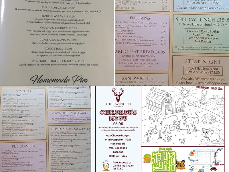 The Cavendish Arms Menu