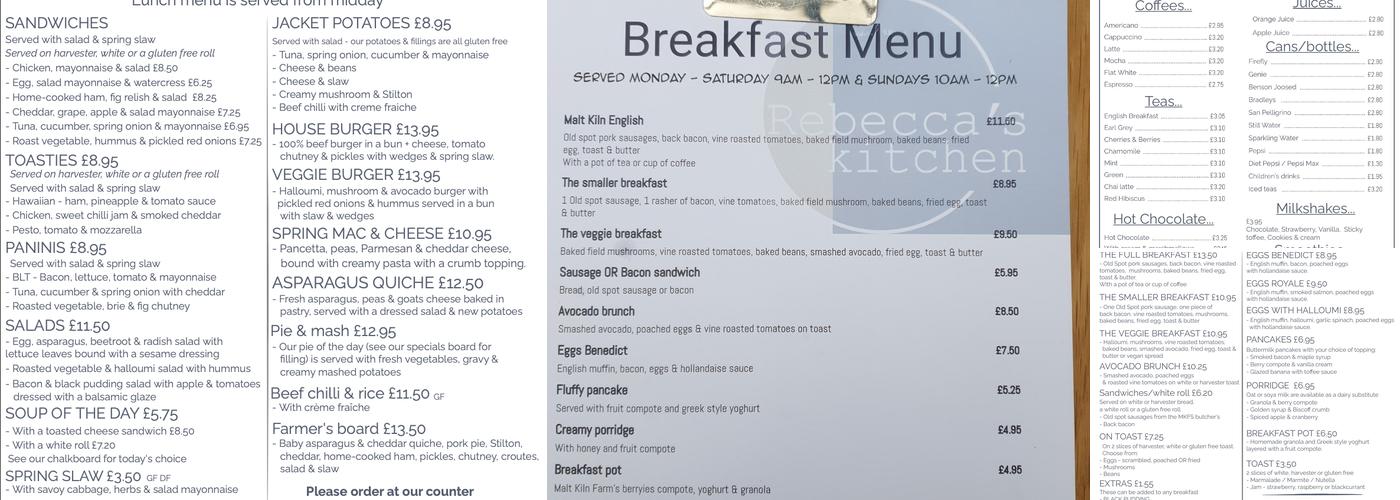 Rebecca's Kitchen Menu