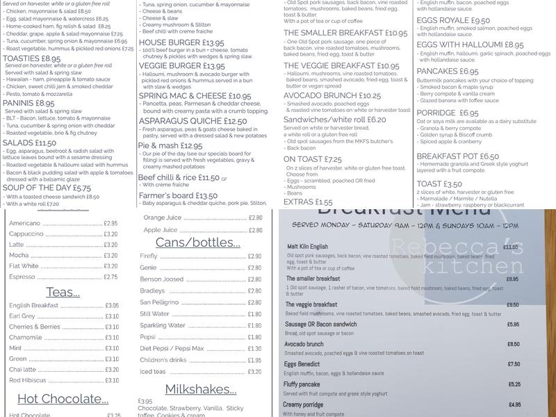 Rebecca's Kitchen Menu