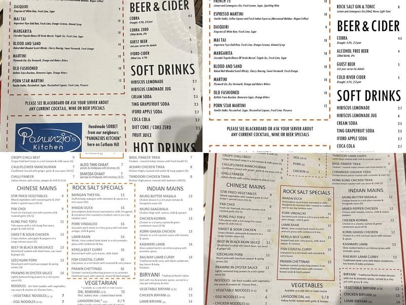 Rock Salt Menu