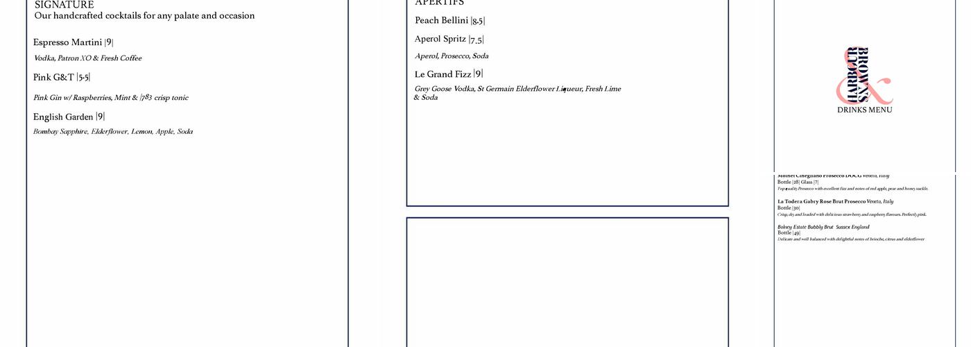 Harbour & Browns Menu