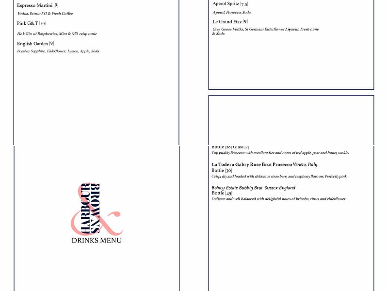 Harbour & Browns Menu