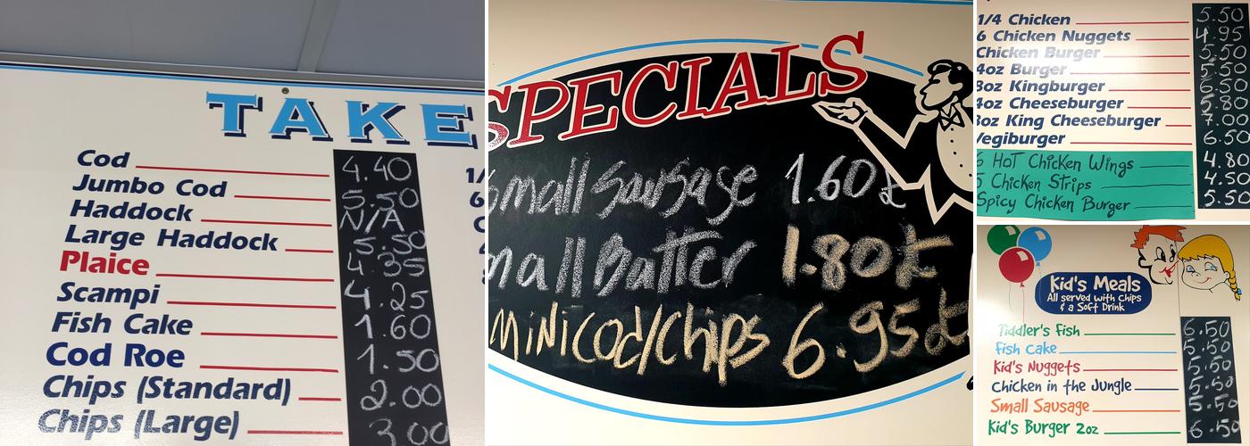 Spinnaker Fish Bar Menu