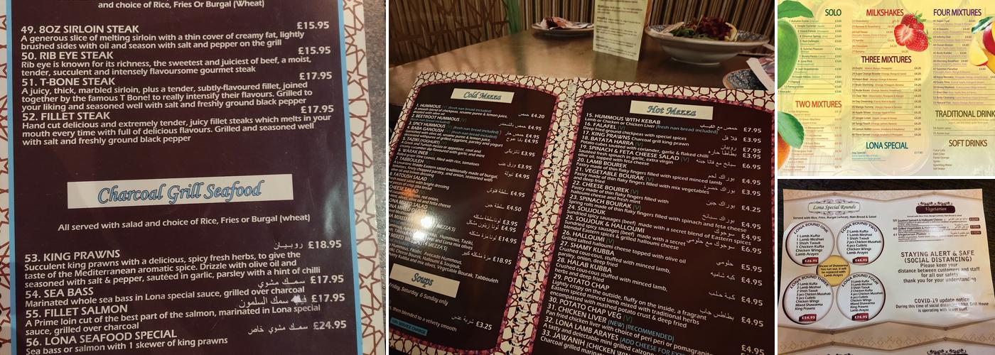 Lona Grill House & Juice Bar Menu