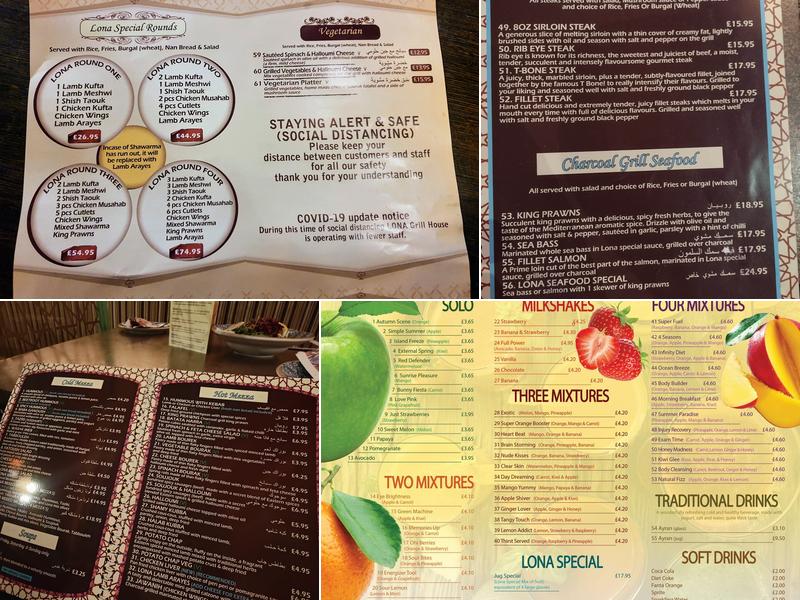 Lona Grill House & Juice Bar Menu