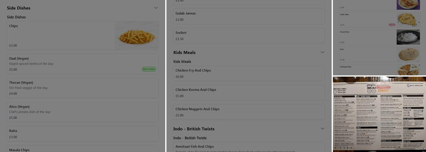 Salkaara Street Menu