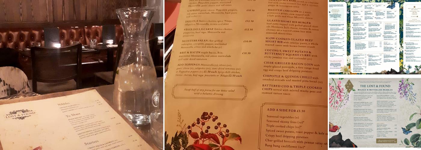 Lost & Found Bristol Menu
