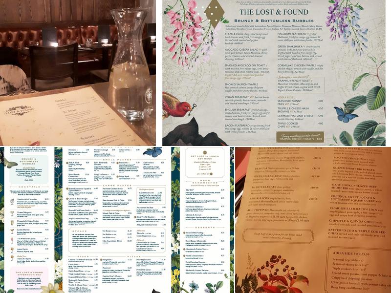 Lost & Found Bristol Menu