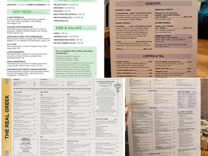 The Real Greek - Bristol Menu