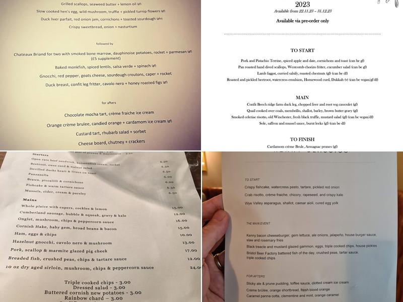 The Kensington Arms Menu