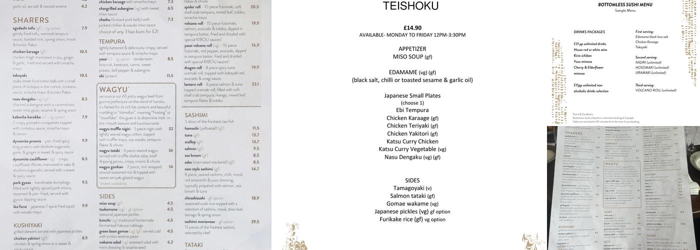 KIBOU Japanese Kitchen & Bar Menu