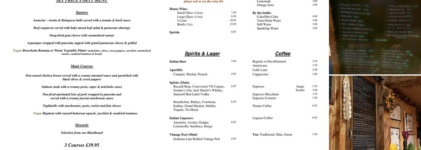 Sergio's Menu