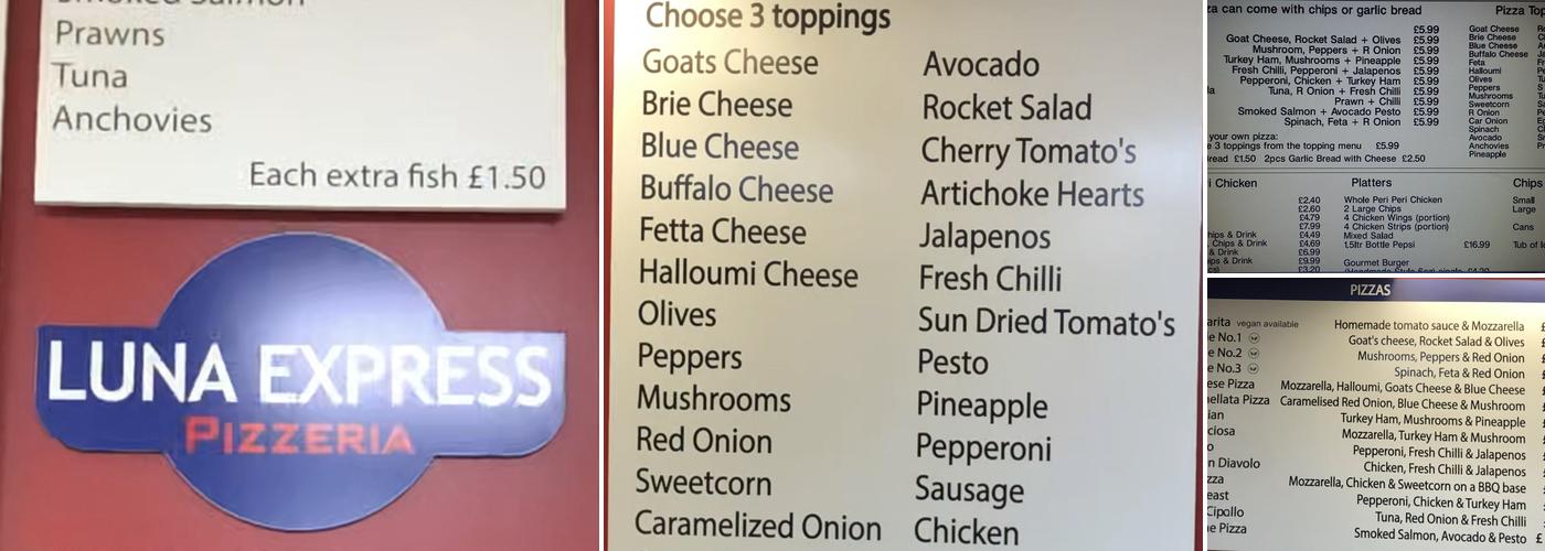Luna Express Menu
