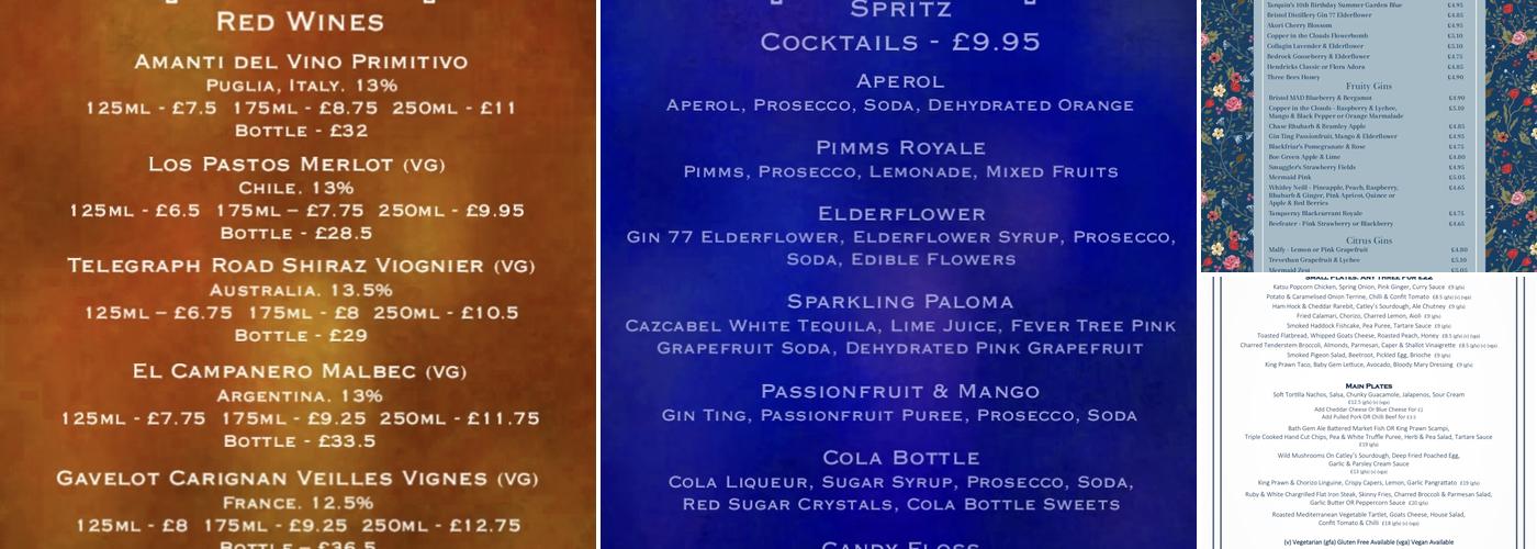 Somerset House Clifton Menu