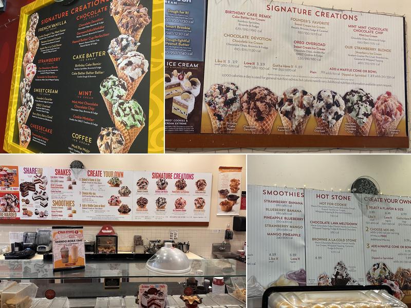 Cold Stone Creamery Menu