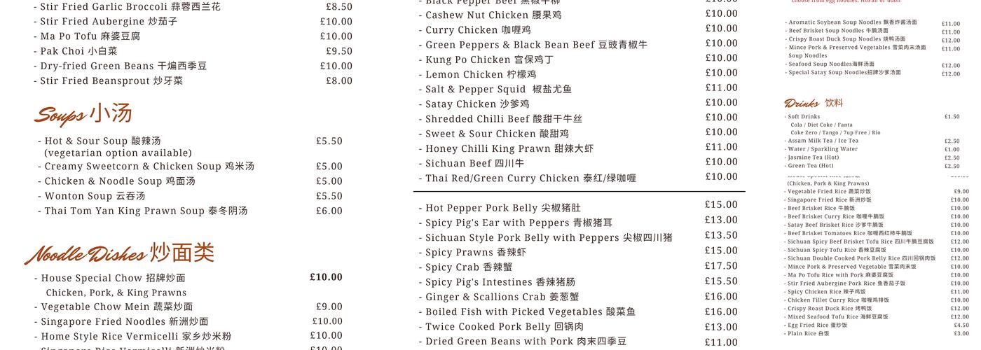 Chopsticks Menu