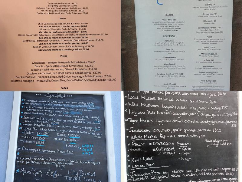 Albero Brixham Menu