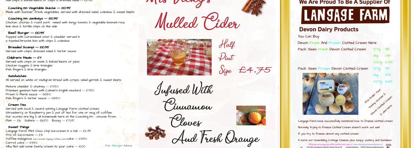 The Old Coaching Inn Brixham Menu