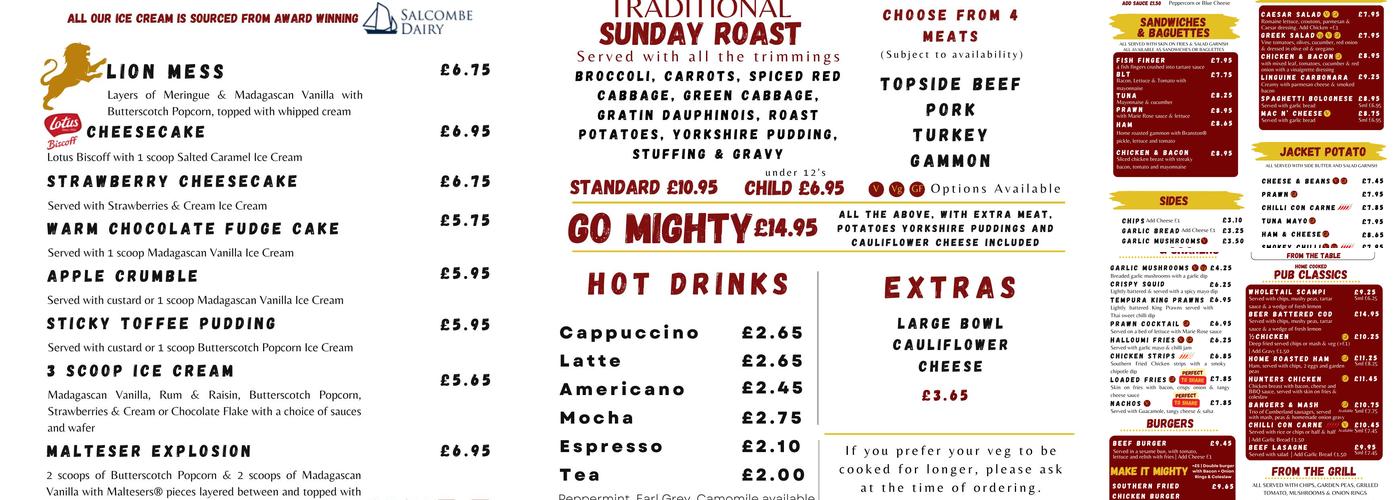 Golden Lion Menu