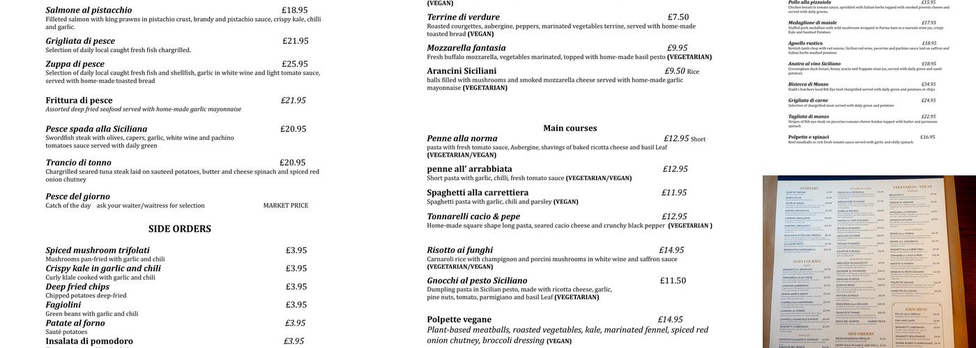 The Little Sicilian Menu