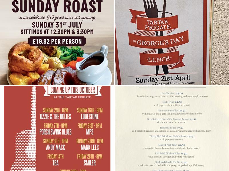 The Tartar Frigate Menu