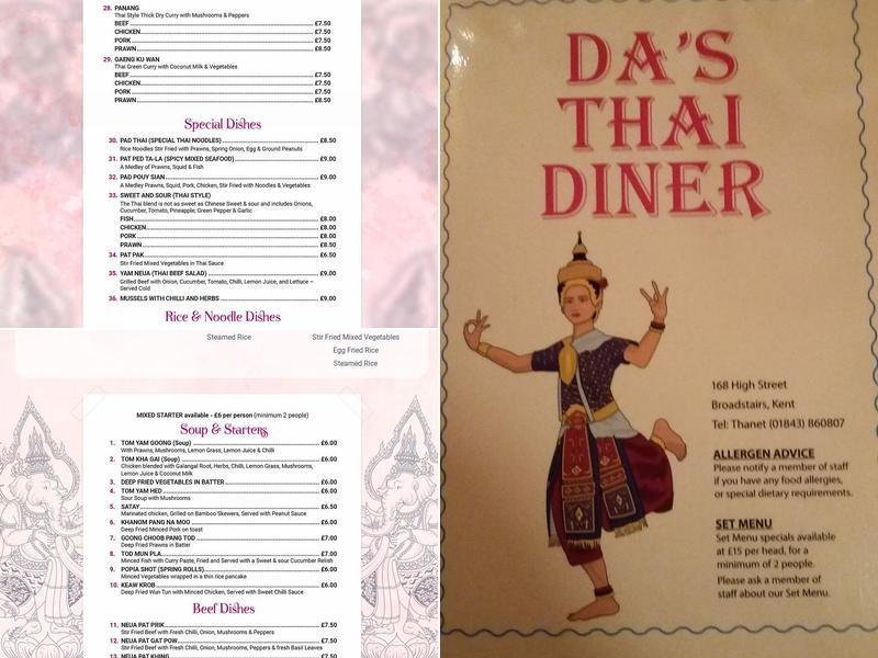 Da's Thai Diner & Take-Away Menu